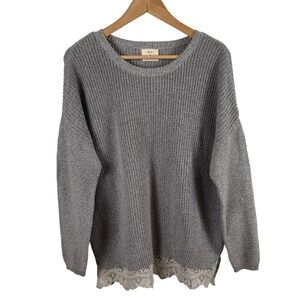 Pins and Needles Urban Outfitters Gray Sweater Lace Trim Women's M Cottagecore